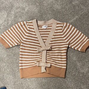 Eesome Tan and White Striped Cardigan